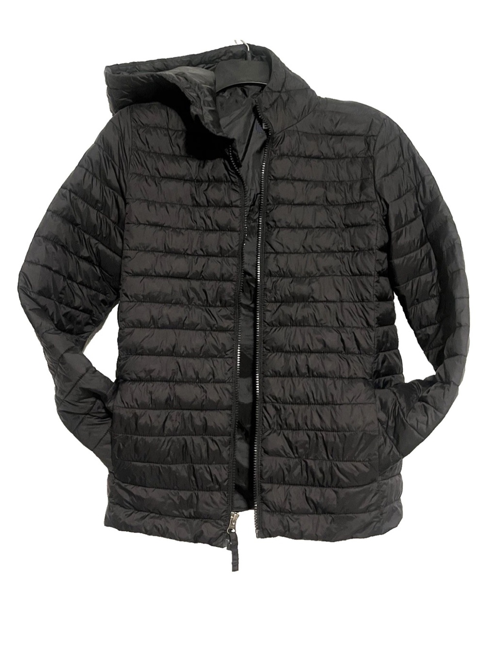 Lands' End Black Hooded Puffer PrimaLoft Quilted Jacket Unisex Youth Size XL 116